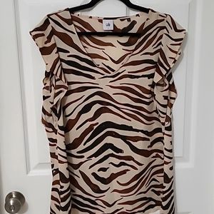 Cabi, flutter sleeve tank, v neck, animal print